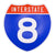 Interstate 8 Road Sign Replica | 8.53 x 8.54 Inches | Blue with White and Red
