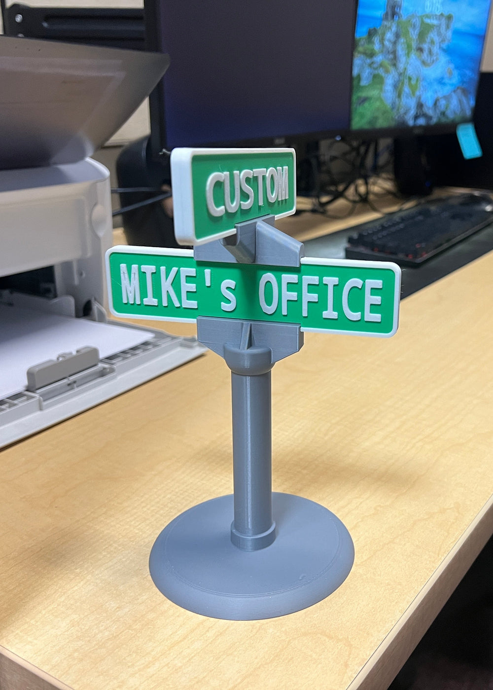 Custom 3D printed Mike’s Office sign