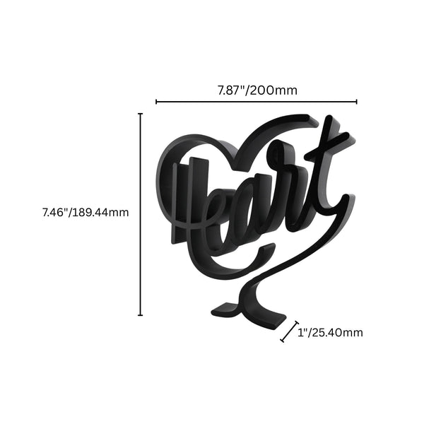 Heart Script, Minimalist Line Art, "Love" Sculpture, Elegant Inspirational Home Decor, Modern Hobbies, Desk Line Art
