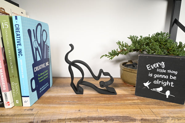 Stretching Cat Sculpture, Minimalist Line Art Cat, Artistic Cat Home Decor, Modern Hobbies and Desk Line Art, Pet Lover’s Gift